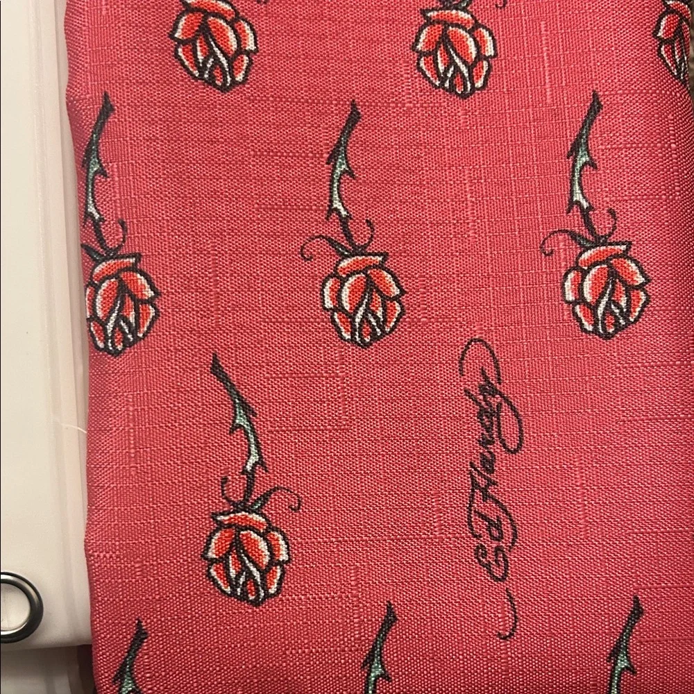 Ed Hardy Pink Rose Shower Curtain Set with Gold Hooks